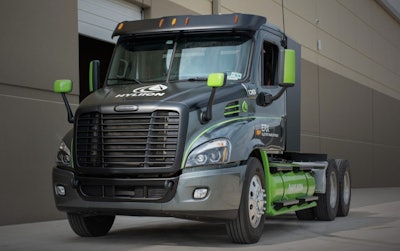 To further reduce its carbon footprint, the battery pack on Hyliion's hybrid Hypertruck Electric Range Extender is charged by an onboard generator that can be fueled by renewable natural gas (RNG).
