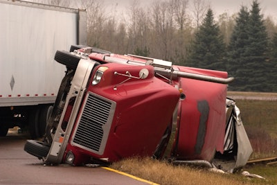 truck rolled over in crash