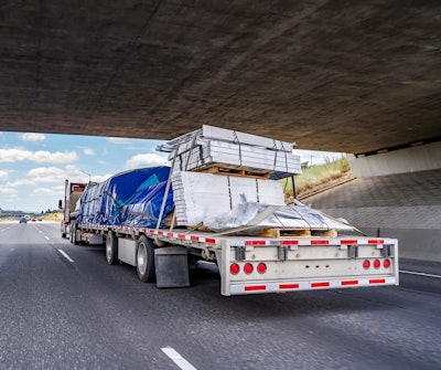 flatbed trailer with building supplies