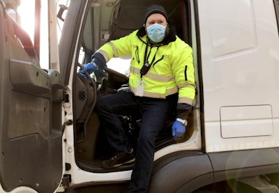 truck driver wearing mask