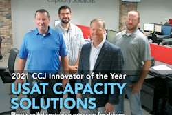 Blair Ewell (left), USA Truck senior vice president of operations; Josh Shader, director of network planning and execution; James Reed, CEO; and Sam McCain, senior director of truckload, led the effort to put more control in drivers' hands.