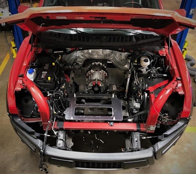 The versatile EMAX electric transmission from Sigma Powertrain in Livonia, Mich. is equally at home in half-ton pickups, like this Ford F-150 Raptor, or a Class 8 semi.