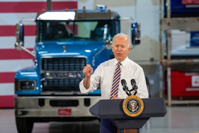 Joe Biden at Mack Trucks' plant