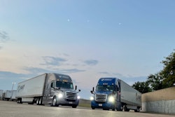 Semis in a parking lot