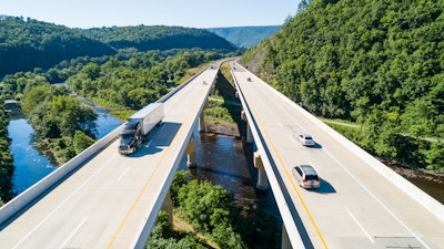 Truck on a bridge