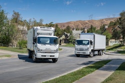 trucks in a neighborhood