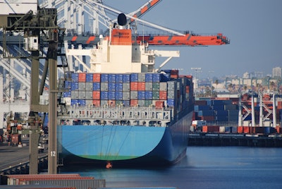 Container ship in an LA port