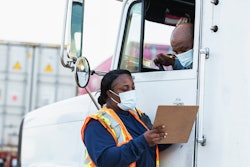 truck driver in a mask