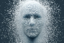 Humanoid face made from pixels