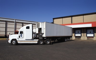 semi backing into a dock