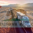 california republic flag faded over truck on highway