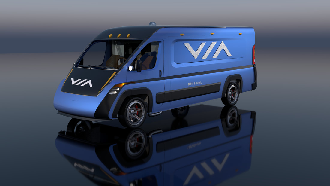 VIA Motors Class 2 electric cargo van is advertised with a 62-mile range.