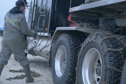 michelin truck tire with snow chains