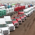 Trucks waiting to be auctioned
