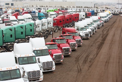 Trucks waiting to be auctioned