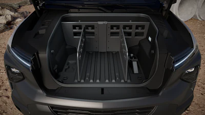 A spacious frunk can be better organized with dividers.