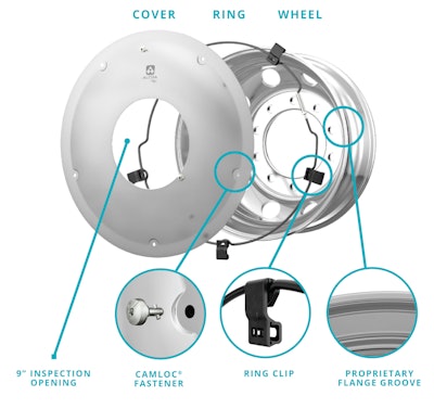 The Aerodynamic Drive Cover + Wheel features an exclusive cover plus wheel system. The cover is designed for the 22.5” x 8.25” and 22.5” x 14” wheels (part numbers ULA18x, 84U61x and 84U64x) and is also affixed to a ring.