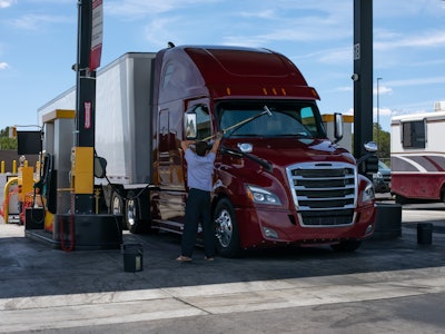 Semi at the fuel pump