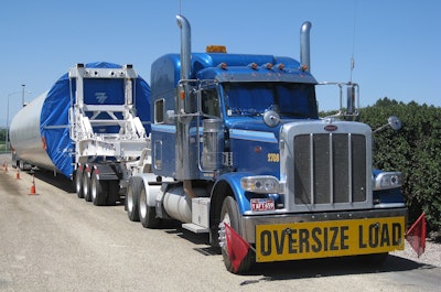 truck hauling wind turbines