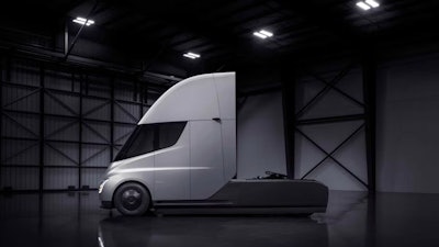 Tesla Semi in a warehouse