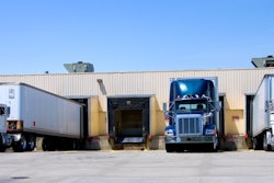Trucks sitting at the dock