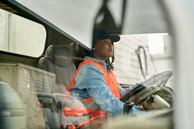 woman driving a truck