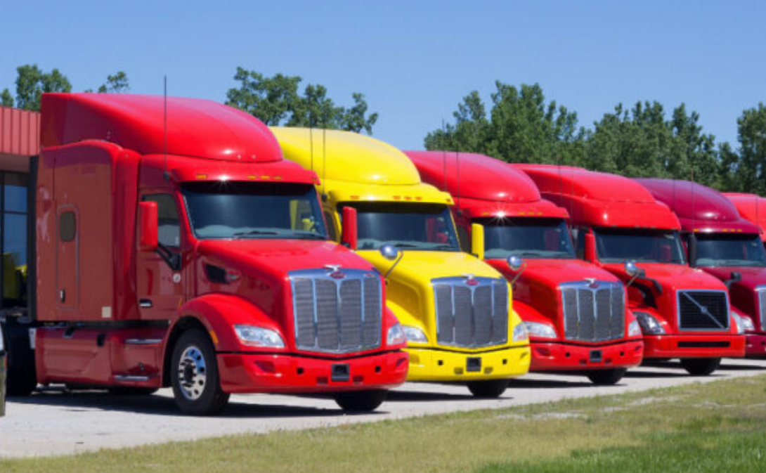 parked semi trucks