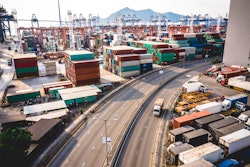 shipping yard of containers