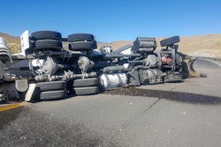 semi rolled over on the highway