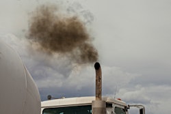 Truck emits exhaust