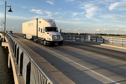 USA Truck semi on a bridge
