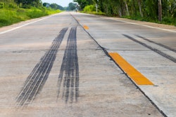 brake skid marks on pavement