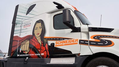 Schneider Women in Trucking truck wrap
