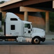 Kenworth truck about to pass under the Gregson St overpass on I-85 in Durham, North Carolina.