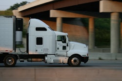Kenworth truck about to pass under the Gregson St overpass on I-85 in Durham, North Carolina.