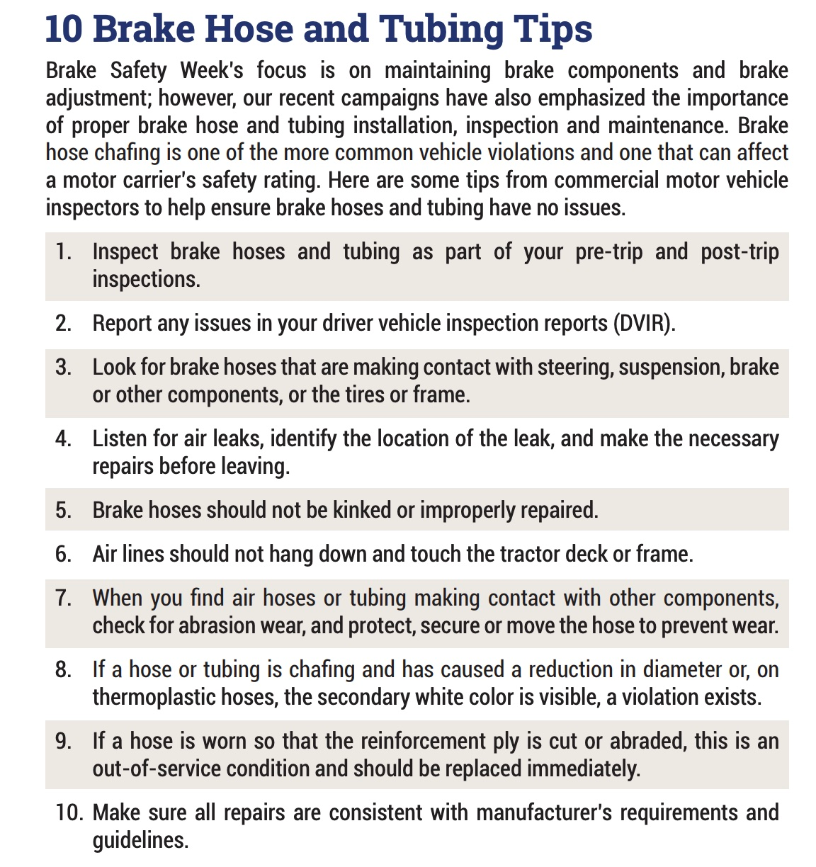 CVSA Brake Safety Week eyes brake hose chafing Commercial Carrier Journal