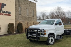 Fontaine Modification and Lippert Components developed Luverne's new two-inch Tubular Grille Guard for Chevy medium duty trucks.