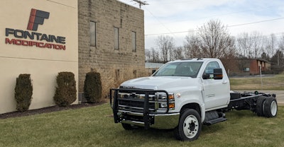 Fontaine Modification and Lippert Components developed Luverne's new two-inch Tubular Grille Guard for Chevy medium duty trucks.