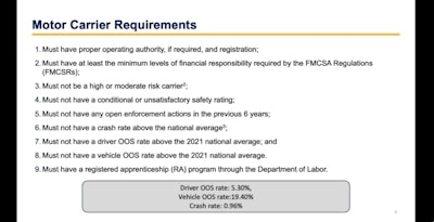 motor carrier requirements for SDAP