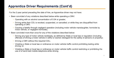 apprentice driver requirements for SDAP