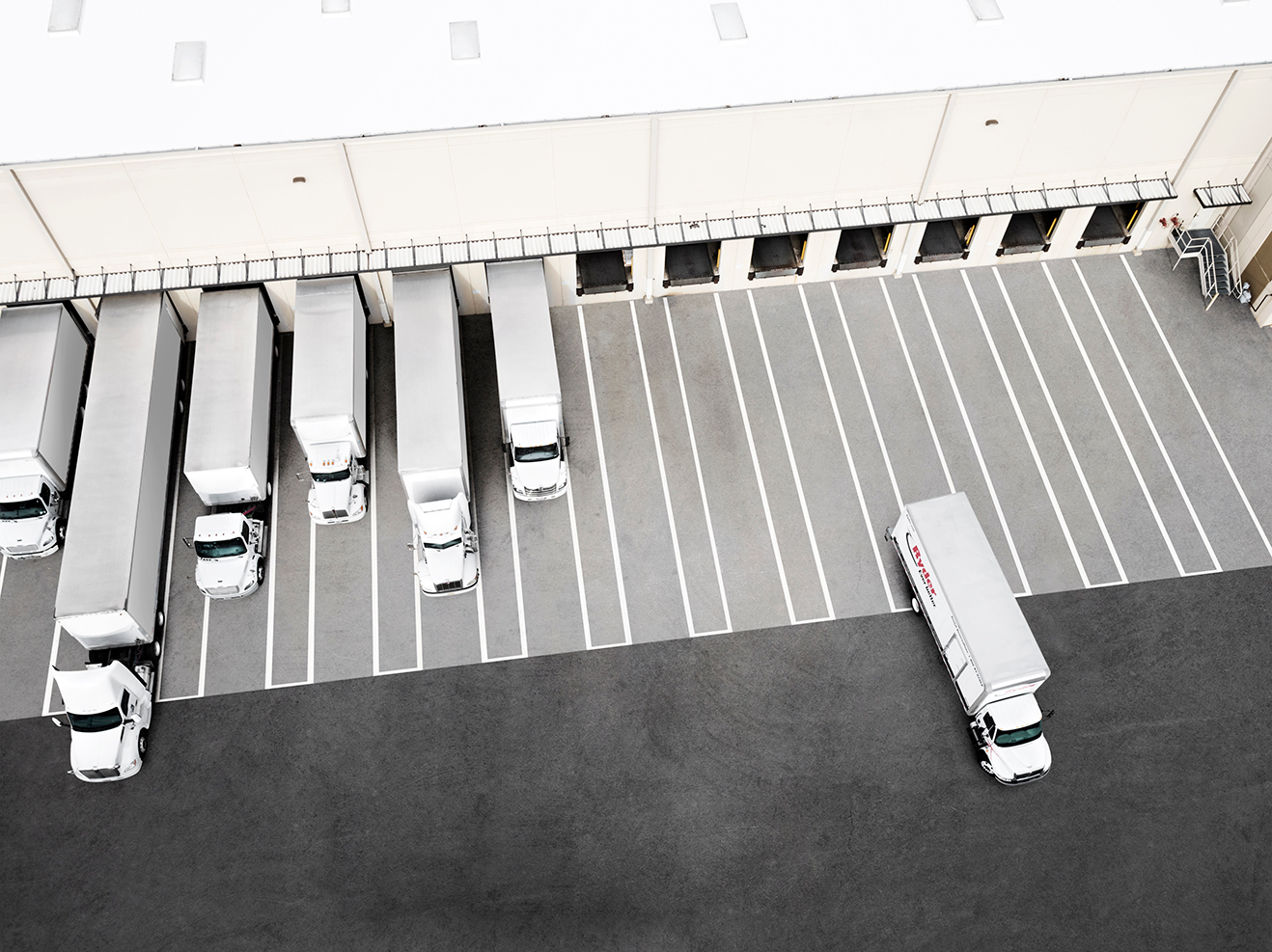 trucks at a warehouse