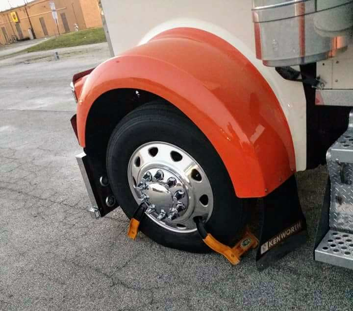 truck with boot on tire