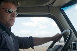 Jason Cannon test driving the Peterbilt Model 579