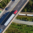 Truck passing over a train