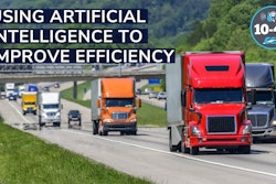 using artificial intelligence to improve efficiency text over image of semi-trucks on a highway