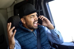truck driver angry on the phone