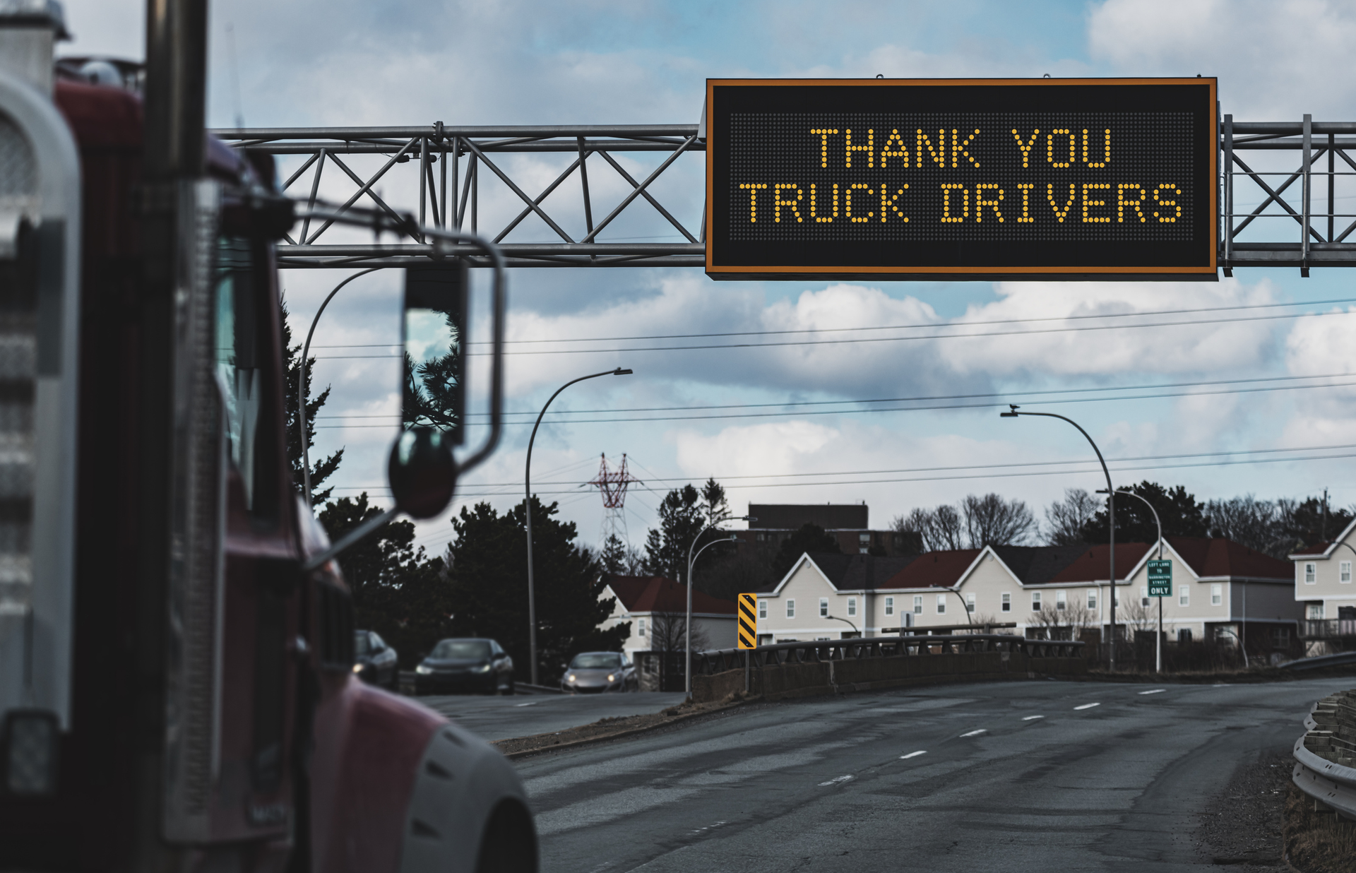 Thank you truckers freeway sign