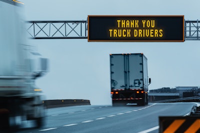 Sign says 'thank you truck drivers'