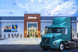 Volvo VNR Electric at a Pilot station