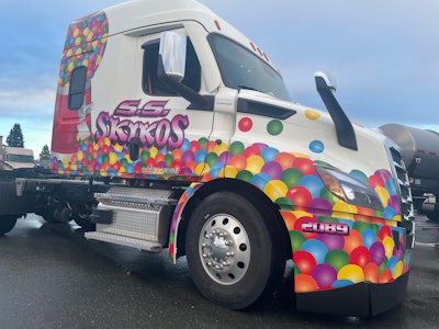 Bonnie Bryen, who handles design and implementation for Skikos Trucking, said the fleet's unconventional approach to marketing all started to get owner Shad Skikos' young daughter Sailor involved in the company.
